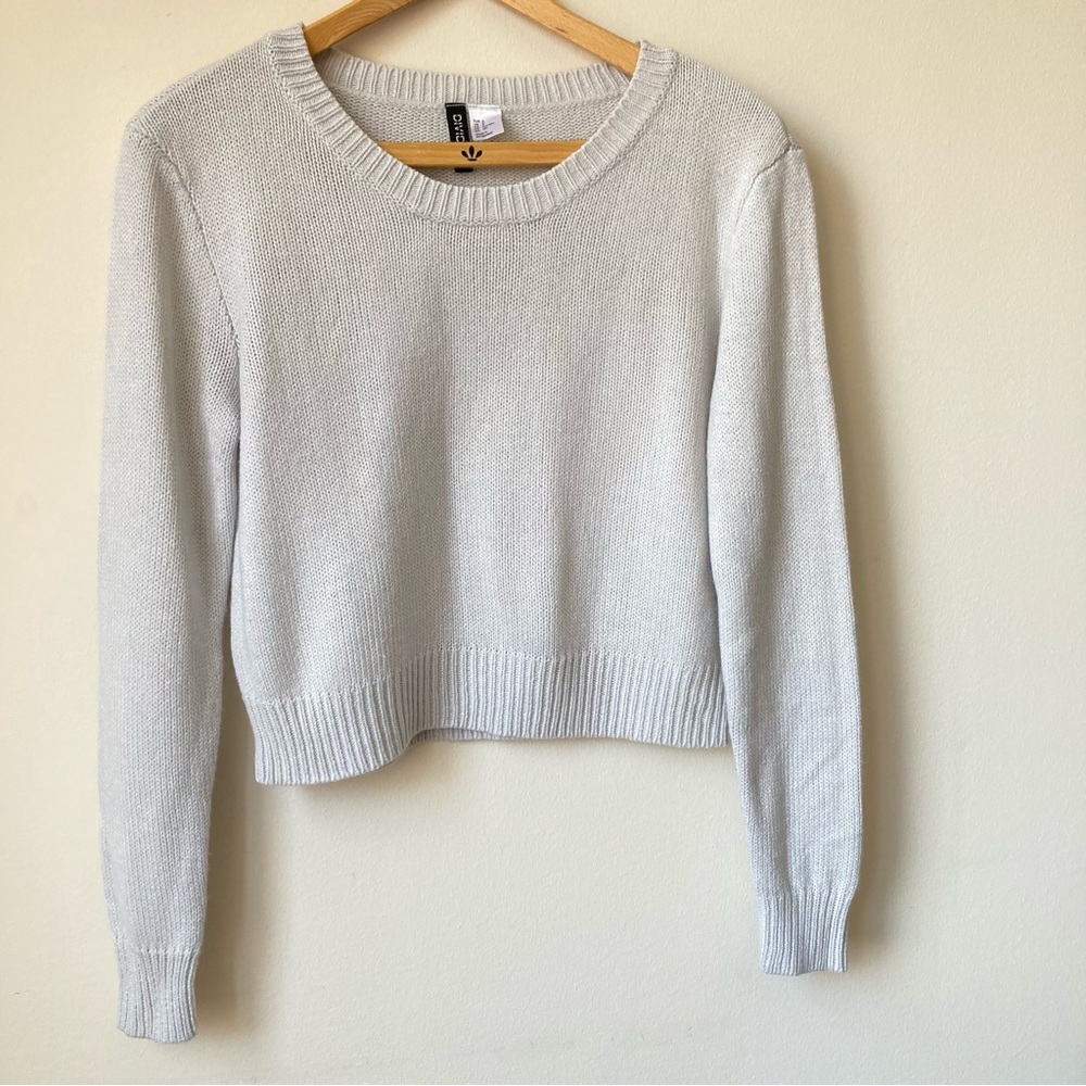 Divided crew neck knit sweater gray Women sz S Small H&M Capsule Minimalist
